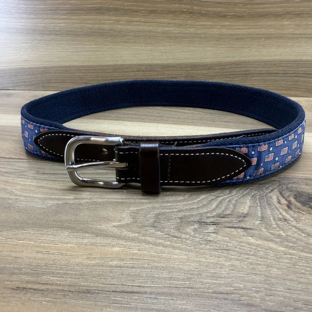 Vineyard Vines Young Mens Boys 26 American Flat Navy Blue Golf Belt